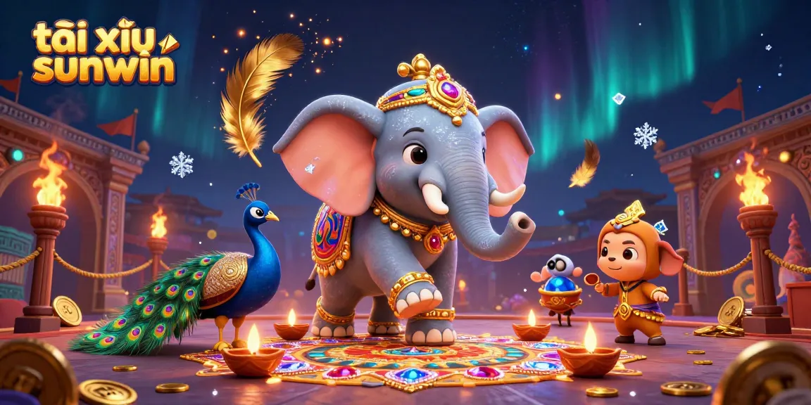 Engage in an electrifying game of tài xỉu sunwin amidst vibrant casino elements and lively characters.