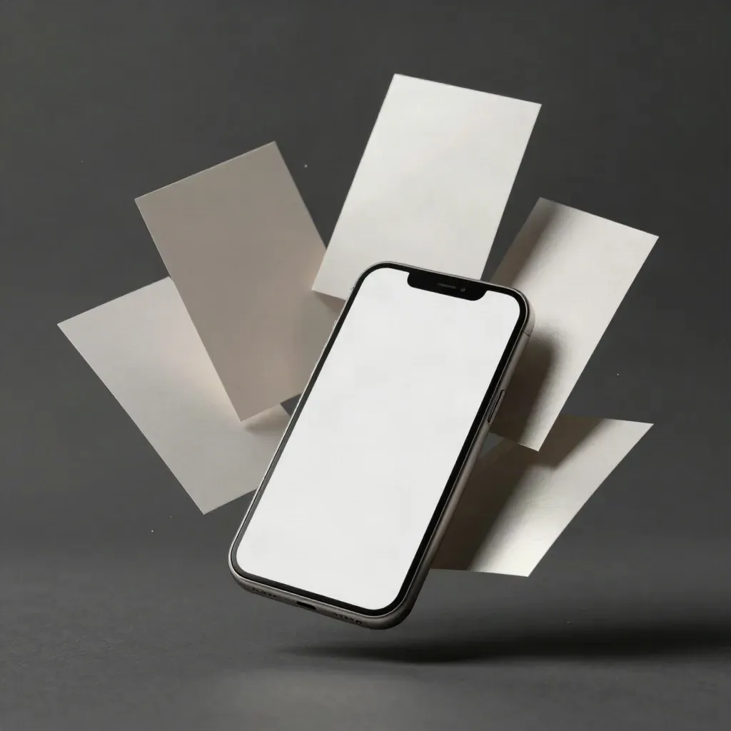 Floating website sprint kit with blank layouts, a mockup tile, and paper insert on charcoal haze.