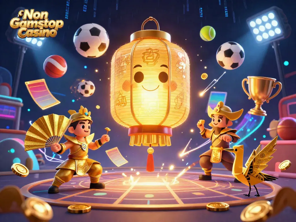 Experience thrilling action at the Non Gamstop Casino with vibrant characters and sports elements.