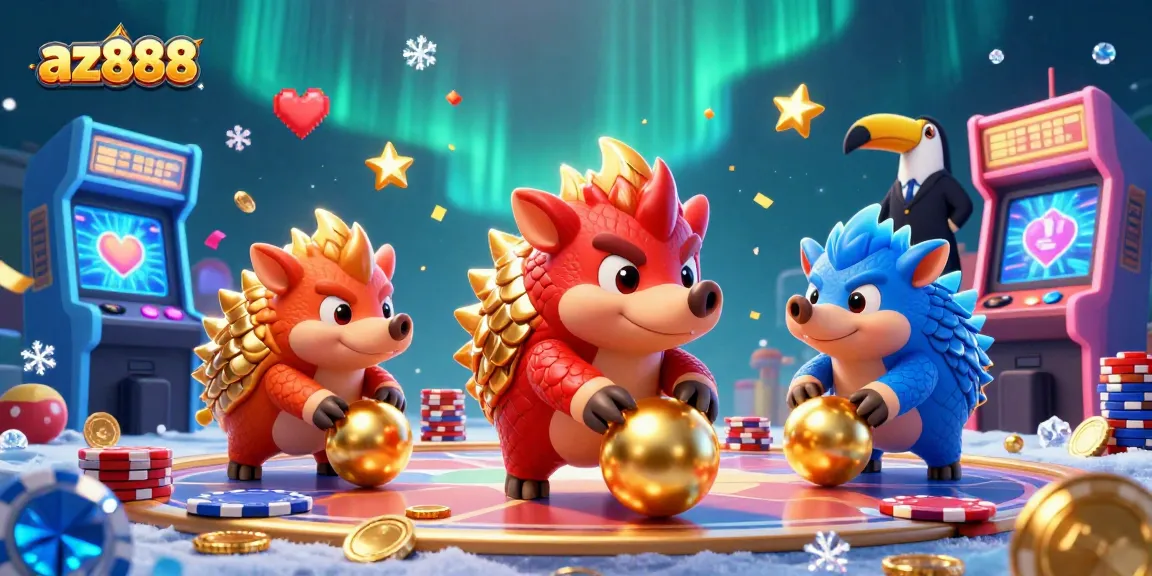 Experience the excitement of az888 with rival pangolins competing in a vibrant casino scene.