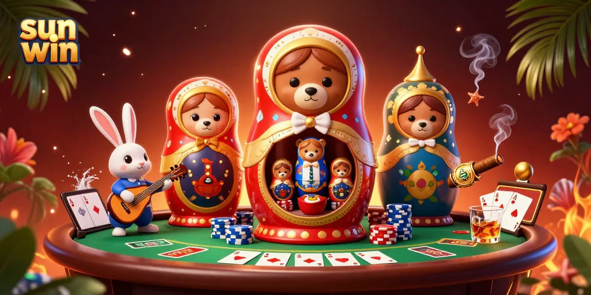 Experience sun win at the vibrant poker table filled with colorful chips and interactive game elements.